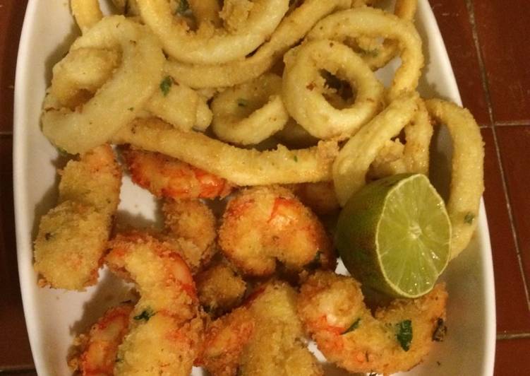 Langostinos en panko y rabas a la romana 🍤