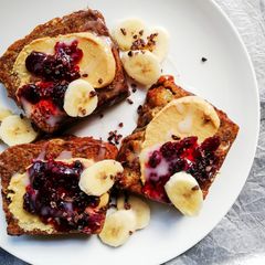 A picture of French toast with leftover banana bread.