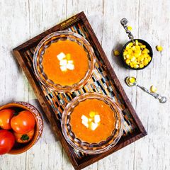 A picture of Tomato Carrot Soup.