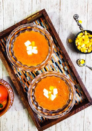 A picture of Tomato Carrot Soup.