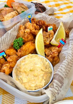 Foto resep Spicy Karaage with Lemond and Tartar Sauce