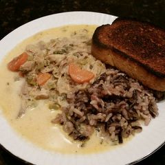 A picture of Brad's cream of turkey soup with wild rice.