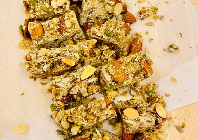 Recipe of Favorite Sea Salt Almond Seed Bars  (No Bake, Vegan, Dairy Free)