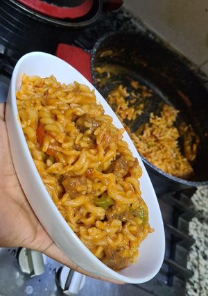 A picture of Pasta in grilled tomato cream sauce.