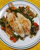 Filete de pescado al vapor con vegetales