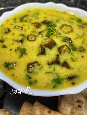 Recipe Bhindi Kadhi (Gujarati Bhinda ni Kadhi) which Delicious