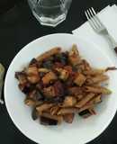 Revuelto de Berenjena y Tomate con pasta 🍆🍅