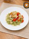 Wonton Mee With Pesto and Chicken