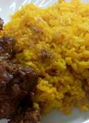 Indonesian Rendang and Yellow Rice