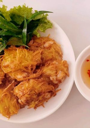 Hình của món Tép chiên bột và khoai.