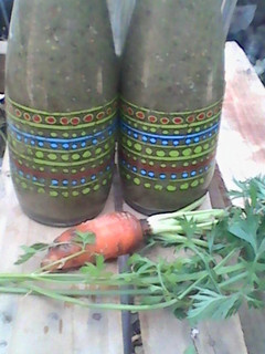 Una foto de Zumo de zanahoria y batido de nopal