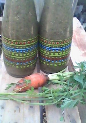 Una foto de Zumo de zanahoria y batido de nopal