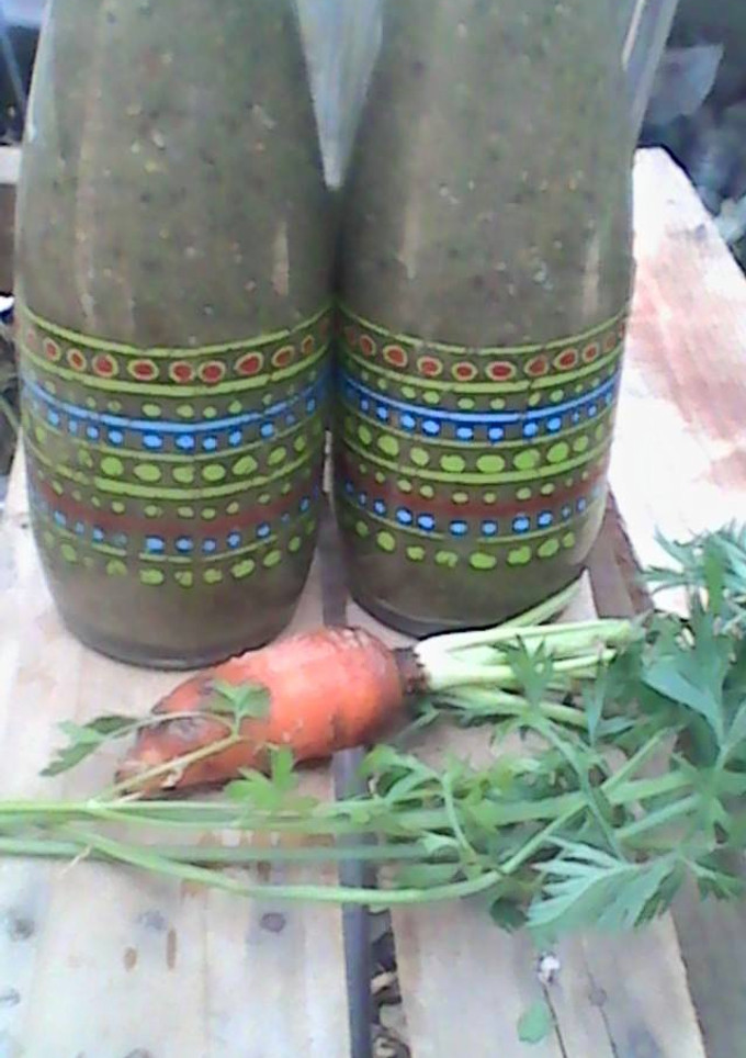 Una foto de Zumo de zanahoria y batido de nopal