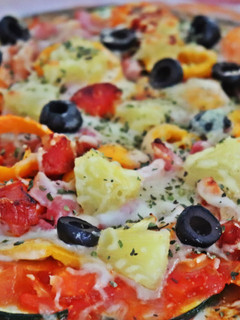 Foto de Pizza de bacon com base de curgete
