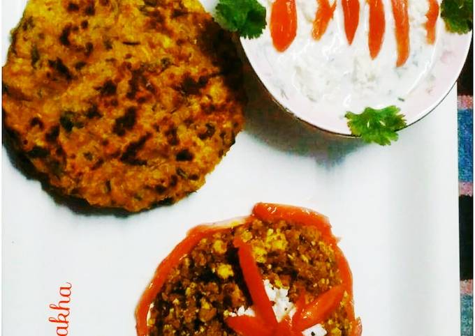 Soya Granules Paneer Bhurji with Oats Spainch Pancake Recipe