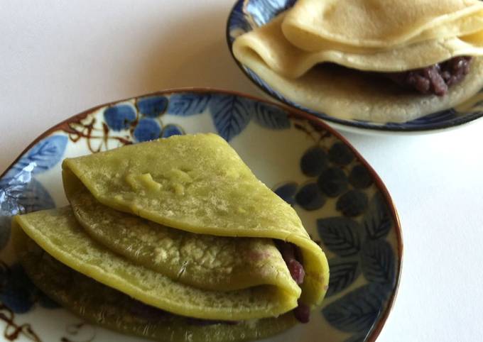 Recipe of Super Quick Homemade Mochi Crepe with Tsubu-an