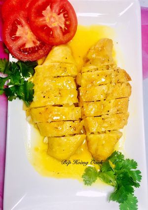 Hình của món Ức Gà Sốt Chanh Dây.