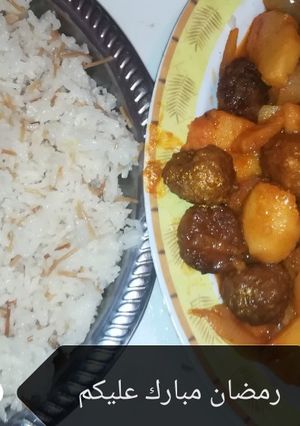 صورة لوصفة كرات الكفته مع البطاطا والأرز فطور رمضان