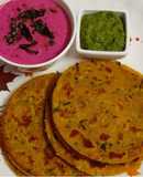 Poha Paratha with Beetroot Raita