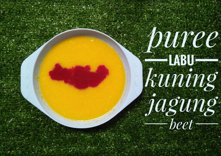 MPASI labu kuning+jagung saus beet