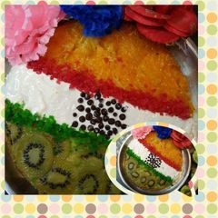 A picture of Orange and Kiwi Upside Down Cake.