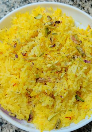 A picture of Kesari mithe chawal.