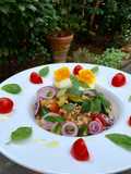 Insalata fresca con zucchina al sapore di basilico