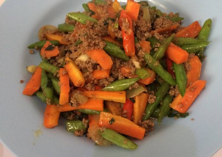 Resep Tumis buncis wortel daging giling Lezat