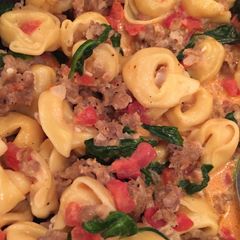 A picture of Italian Sausage Tortellini Soup.