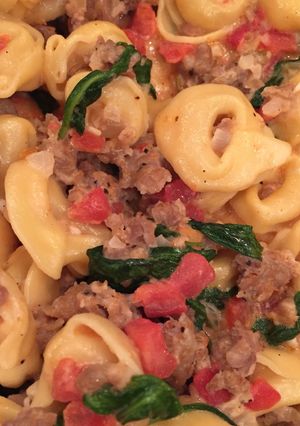 A picture of Italian Sausage Tortellini Soup.