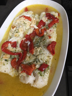 Una foto de Bacalao en su jugo-Para diabéticos