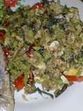 Bayam crispy telur dengan ikan pindang