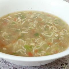 A picture of Chicken noodles soup.