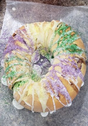A picture of Mardi Gras King Cake. Southern Louisiana Style.