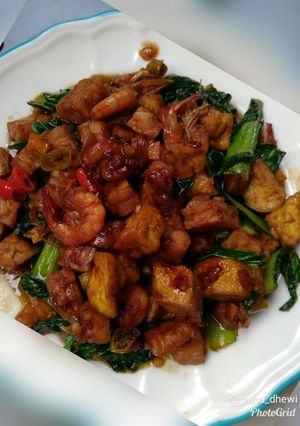 Foto resep Tumis pokcoy (udang,tahu,tempe) saus tiram