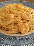 Espagueti en crema de chipotle con camarones🌹
