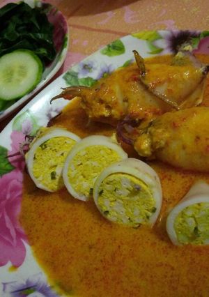 Foto resep Cumi isi Tahu Telur bumbu Kalio