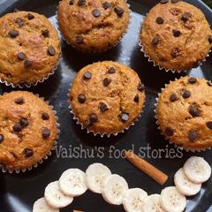A picture of Wheat Banana Jaggery Muffins.