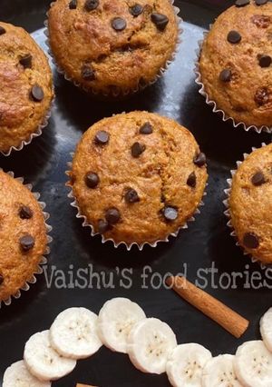 A picture of Wheat Banana Jaggery Muffins.