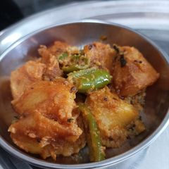 A picture of No onion and garlic Aloo bhuna.