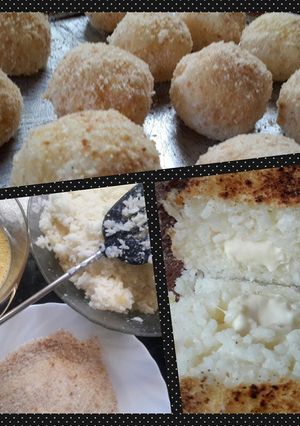 Una foto de Bolitas de arroz y queso muzarella.