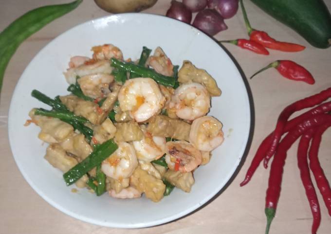 Tumis Tempe udang kacang panjang