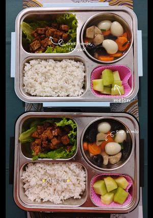 Foto resep Bekal Sup Kimlo, Orek Tempe Teriyaki, dan Melon