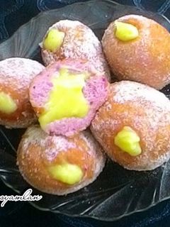 Foto resep Donat ubi ungu isi custard