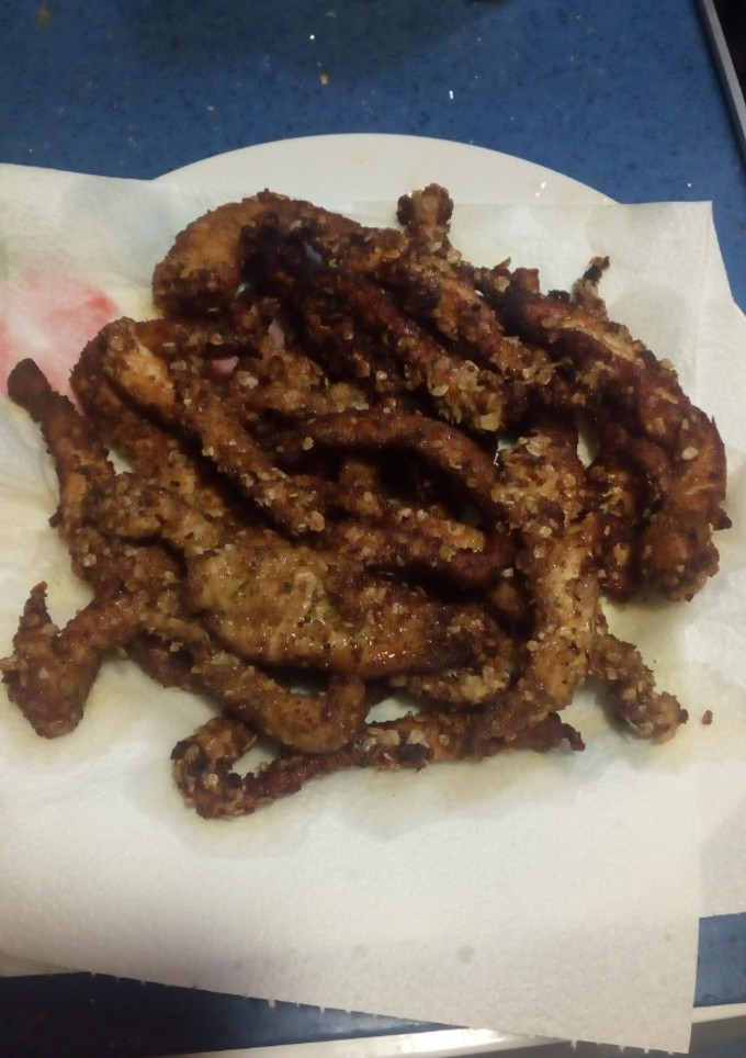 Una foto de Tiras de pollo rebozado con avena y especias