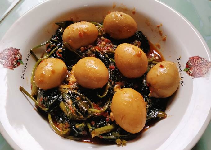 Tumis kayuh (kangkung & telur puyuh)