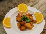 Cá basa + gà viên sốt cam 🍊