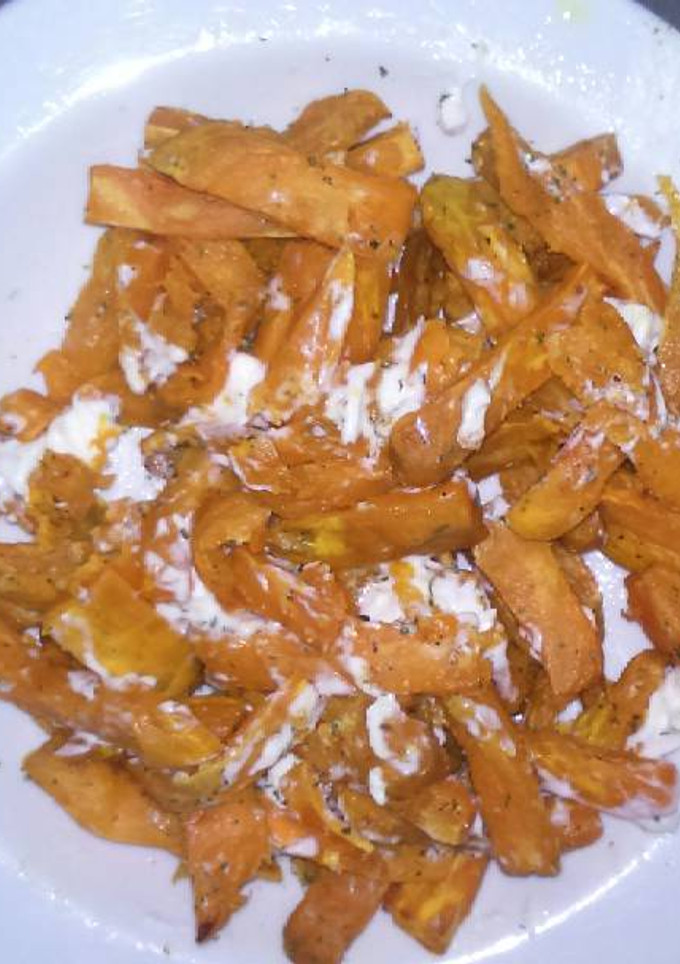 Una foto de Boniatos fritos con queso de cabra