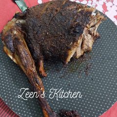 A picture of Oven Roasted Lamb Leg or Raan.