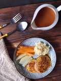 Tempeh Steak With Banana Peel & Gravy Sauce (Mashed Potato)